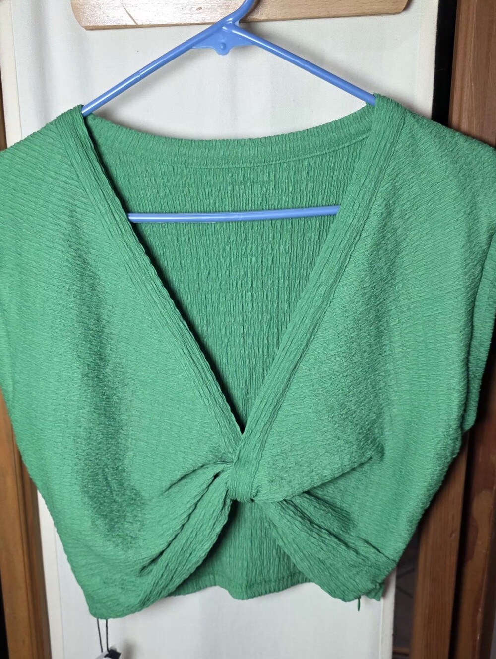 Commense Green Twisted V-Neck Crop Top